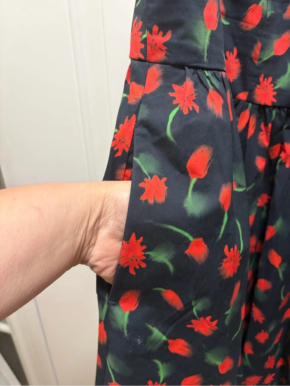 JCrew Black floral Fit and flare mini summer dress 16